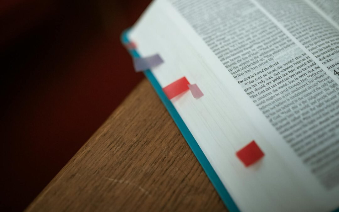 close up shot of an open bible