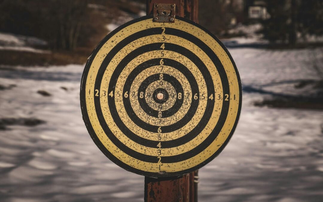 target on pole in snowy winter