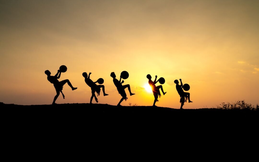 silhouette of people performing during sunset