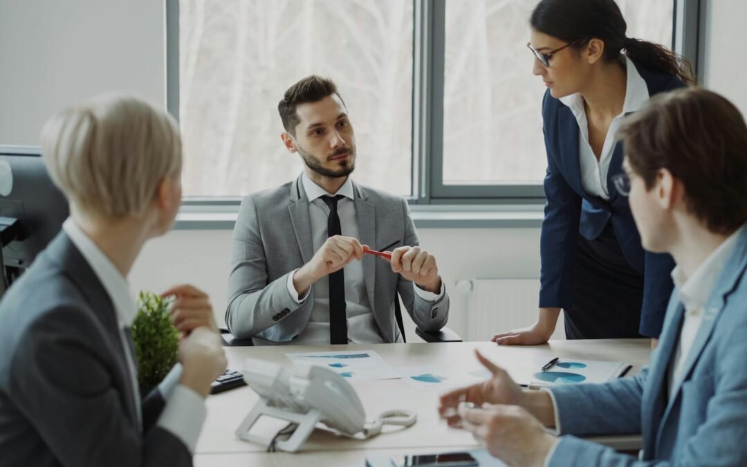 business team engaged in office discussion