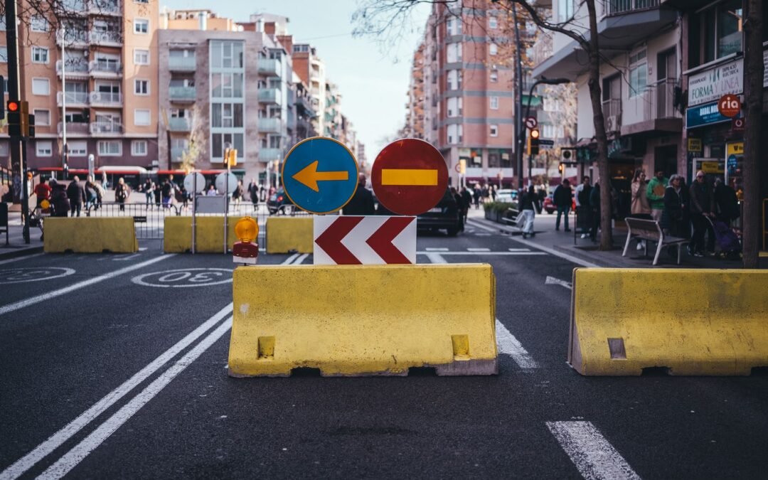 closed road with signs