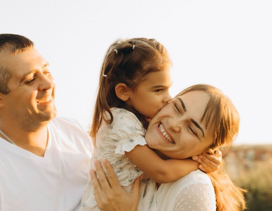 happy family enjoying outdoor time together