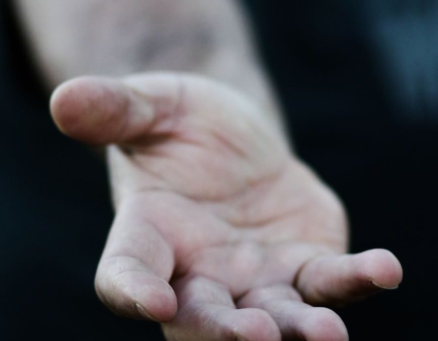 a person reaching out